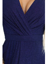 numoco Fényes, hosszú ujjú ruha nyakkivágással - sötétkék, csillogó Numoco