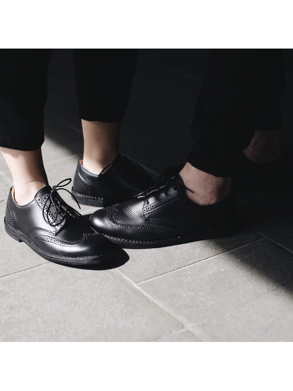 Vasky Férfi fekete bőr félcsizma - tavaszi / őszi csizma, cipő Vasky Brogue Low Noir