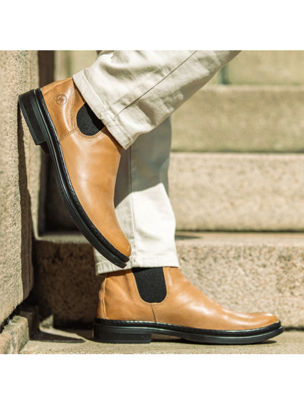 Vasky Férfi bőr Chelsea csizma Világosbarna Vasky Chelsea Caramel