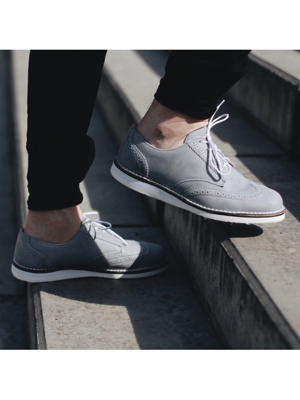 Vasky Férfi szürke bőr félcsizma - tavaszi / őszi csizma, cipő Vasky Brogue Low