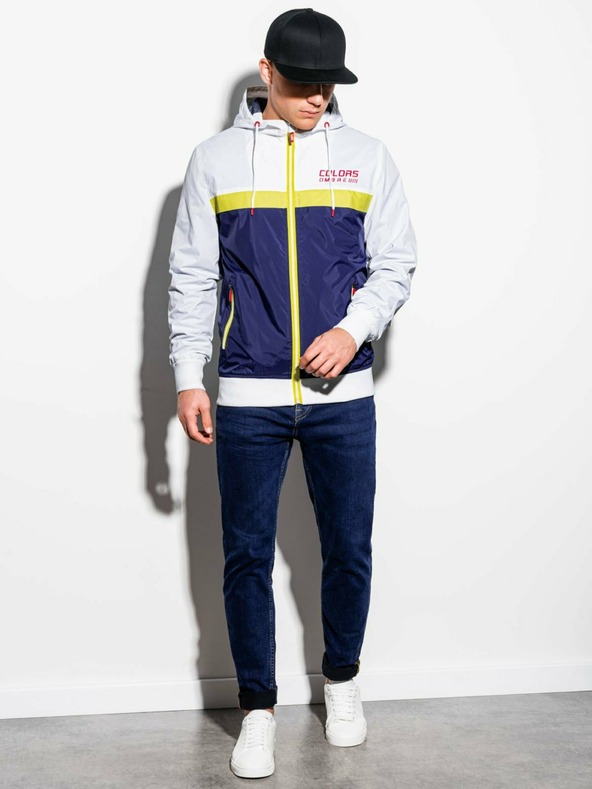 Ombre Clothing Kék-fehér férfi tavaszi dzseki Ombre ruházat C438