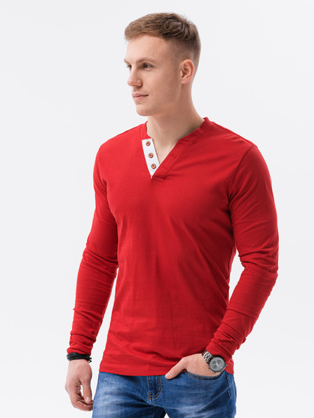 Ombre Clothing Piros férfi póló Ombre Clothing L133