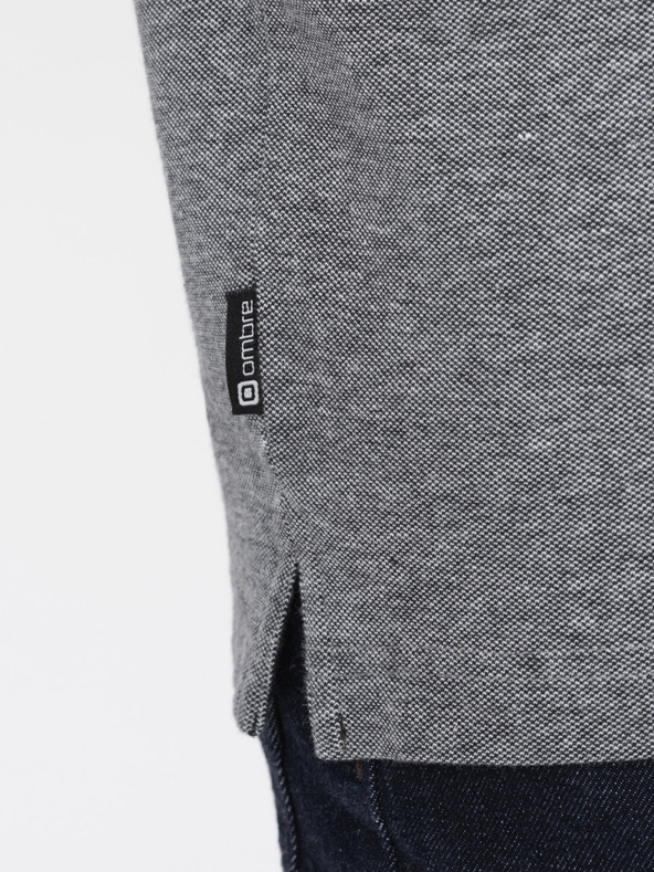 Ombre Clothing Fekete férfi csíkos póló póló Ombre Ruházat