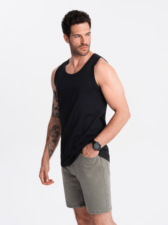 Ombre Clothing Fekete férfi pamut alap tank top Ombre ruházat
