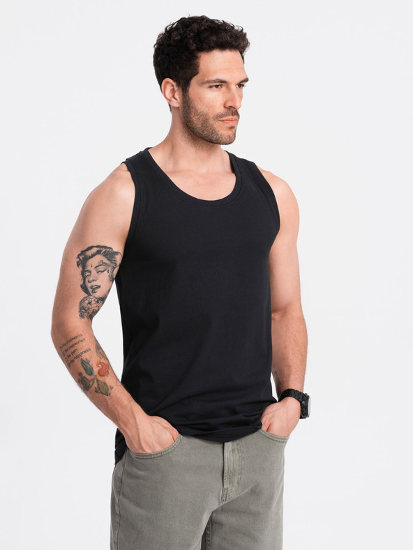 Ombre Clothing Fekete férfi pamut alap tank top Ombre ruházat