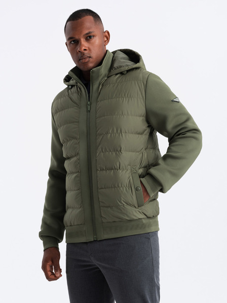 Ombre Clothing Férfi steppelt kabát magas gallérral Ombre ruházat