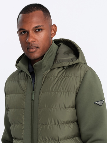 Ombre Clothing Férfi steppelt kabát magas gallérral Ombre ruházat