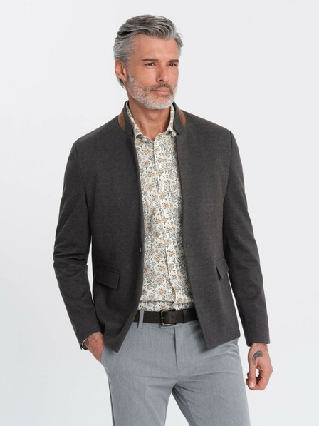 Ombre Clothing Ombre Clothing férfi barna színű kabát állógallérral