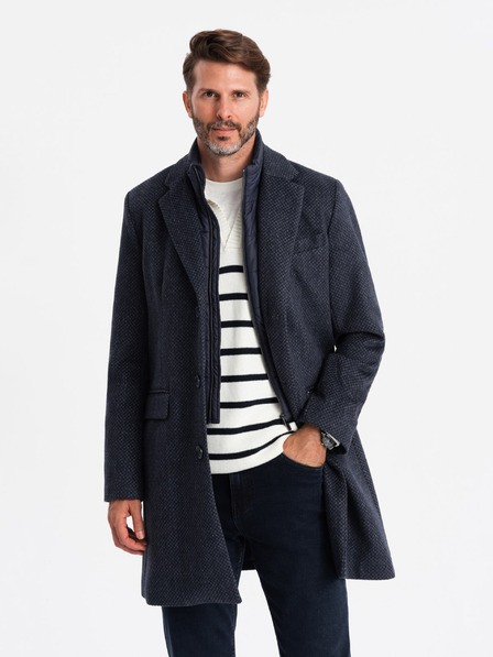 Ombre Clothing Ombre Clothing V2 OM-COWC-0121 Férfi gyapjúkeverékből készült, gombos férfi kabát