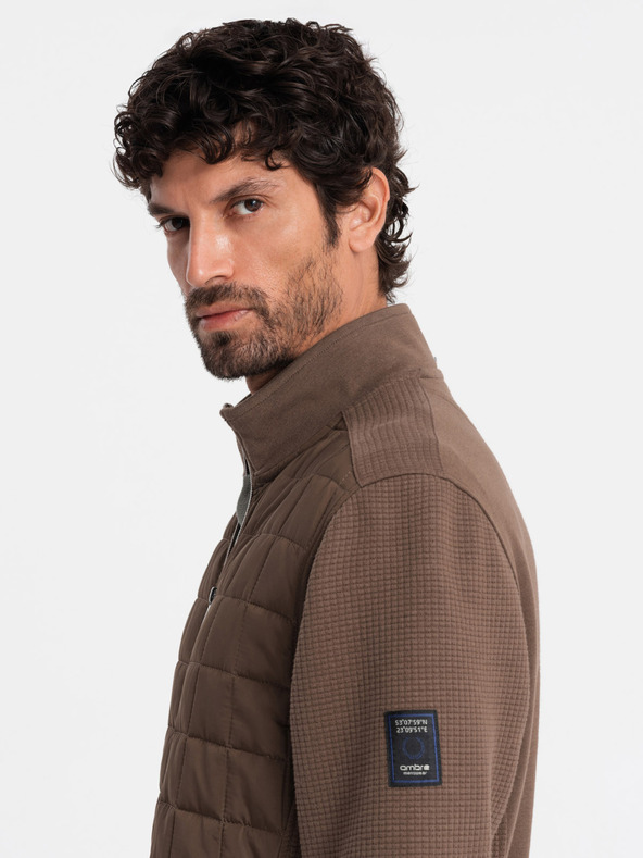 Ombre Clothing Férfi könnyű cipzáras kabát steppelt elülsővel Ombre Clothing V3 OM-JANP-0193 OM-JANP-0193