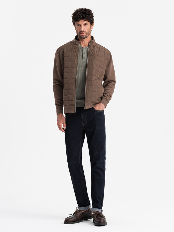 Ombre Clothing Férfi könnyű cipzáras kabát steppelt elülsővel Ombre Clothing V3 OM-JANP-0193 OM-JANP-0193