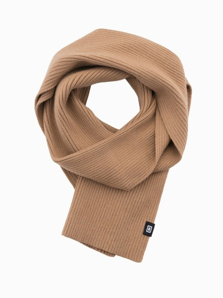 Ombre Clothing Férfi egyszínű bordázott kötött sál világosbarna Ombre ruházat Ombre ruházat