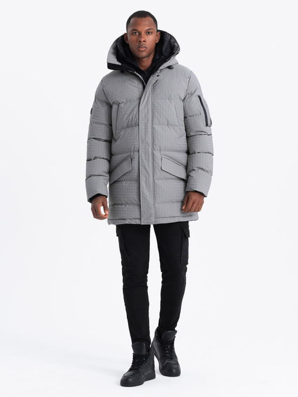 Ombre Clothing Férfi szabadtéri hosszú parka dzseki Ombre ruházat