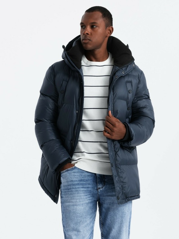 Ombre Clothing Férfi hosszú kabát zsebekkel Ombre Clothing