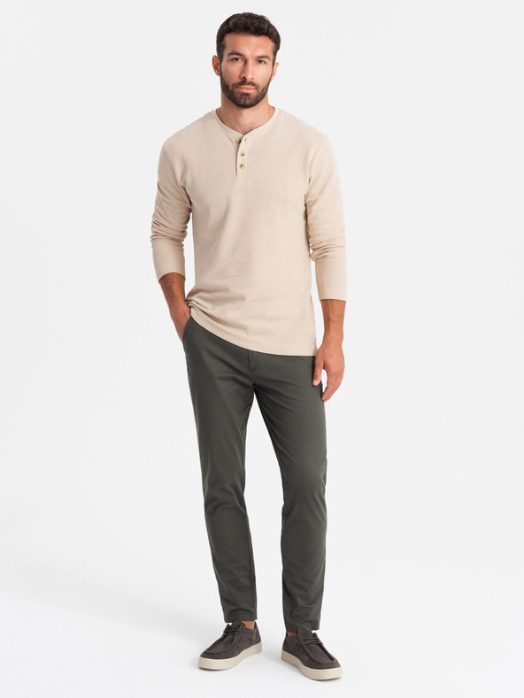 Ombre Clothing Férfi chino nadrág REGULAR FIT khaki Ombre Ruházat Ombre Clothing