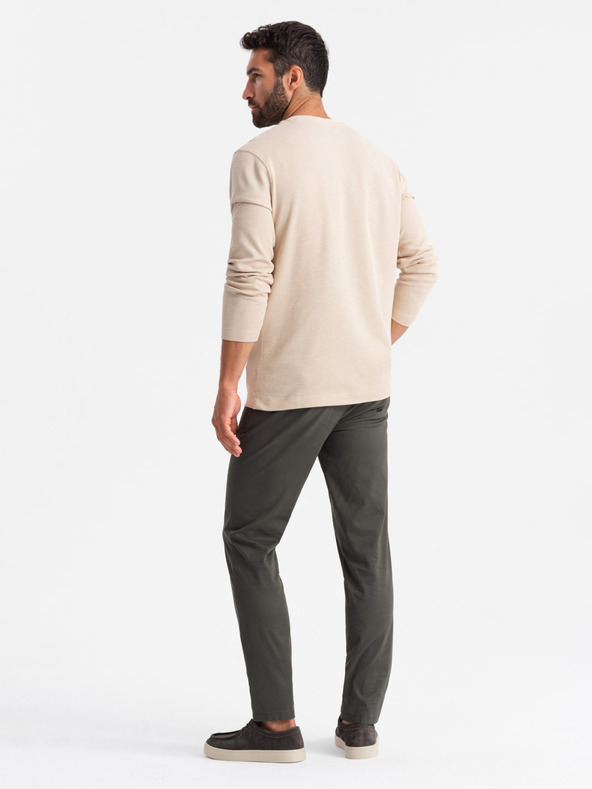 Ombre Clothing Férfi chino nadrág REGULAR FIT khaki Ombre Ruházat Ombre Clothing