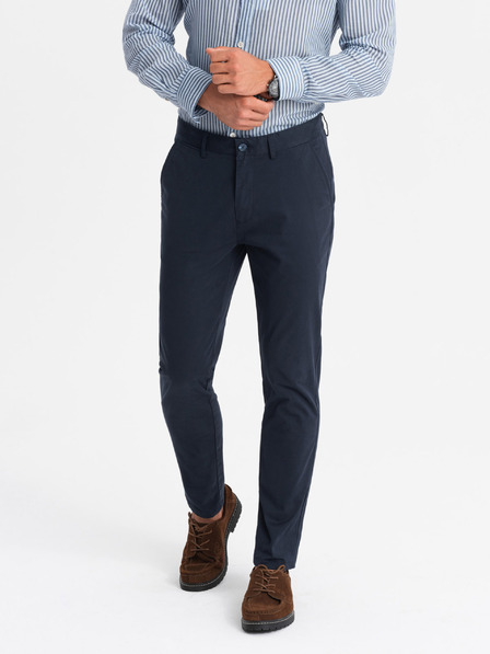Ombre Clothing Férfi egyszínű chino nadrág REGULAR FIT sötétkék Ombre ruházat