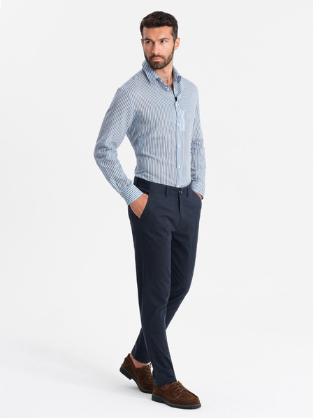 Ombre Clothing Férfi egyszínű chino nadrág REGULAR FIT sötétkék Ombre ruházat