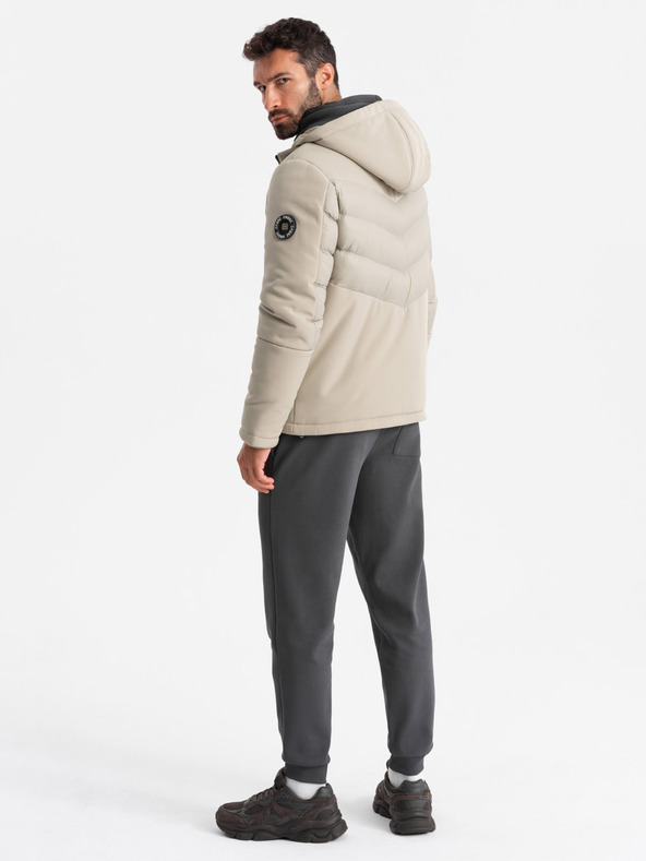 Ombre Clothing Férfi magas gallérú steppelt dzseki bézs Ombre Clothing Ombre Clothing