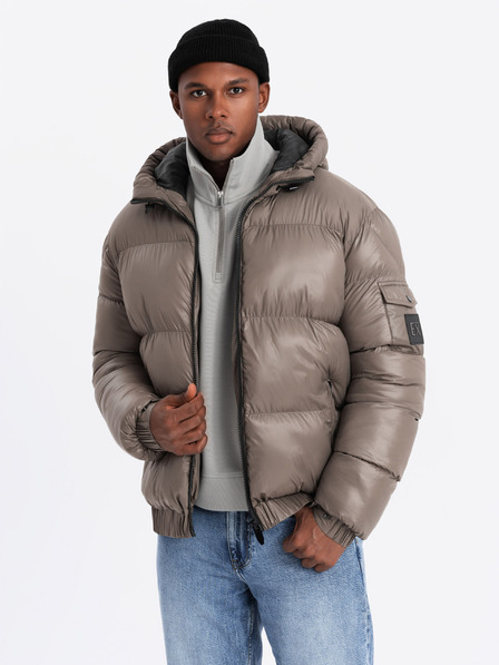 Ombre Clothing Férfi meleg kabát bordázott szegélyekkel Ombre Clothing Ombre Clothing