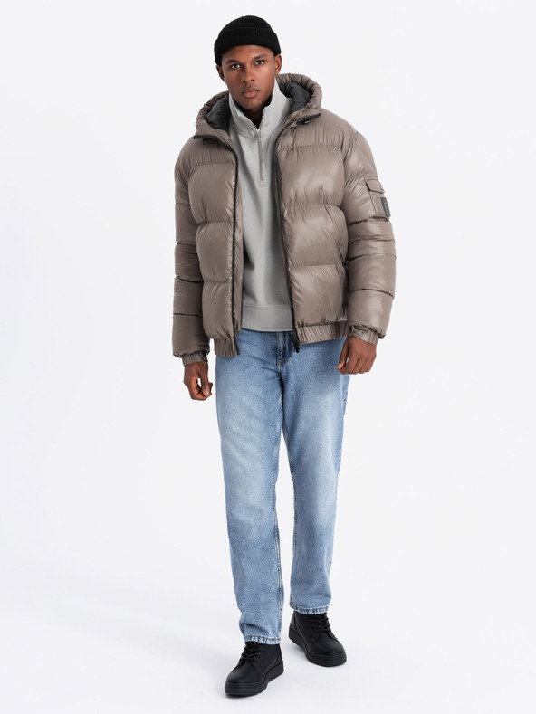 Ombre Clothing Férfi meleg kabát bordázott szegélyekkel Ombre Clothing Ombre Clothing