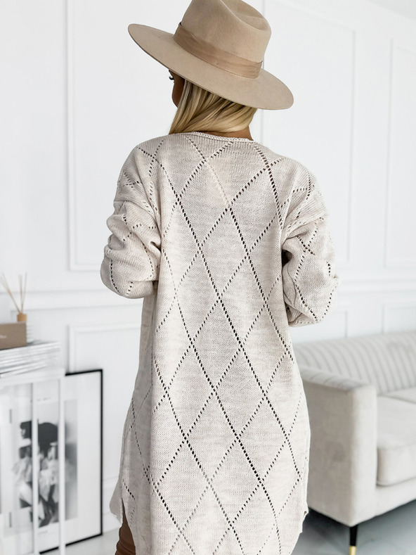 numoco Bézs színű női hosszú kardigán Numoco