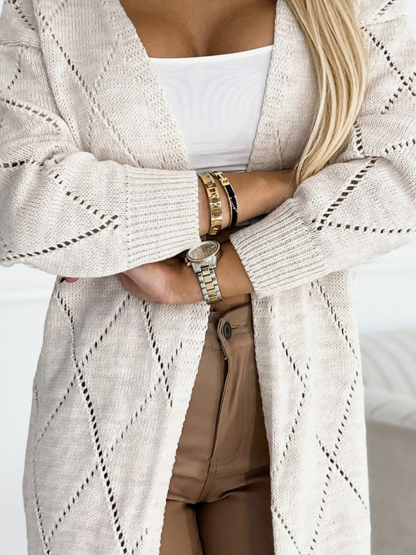 numoco Bézs színű női hosszú kardigán Numoco