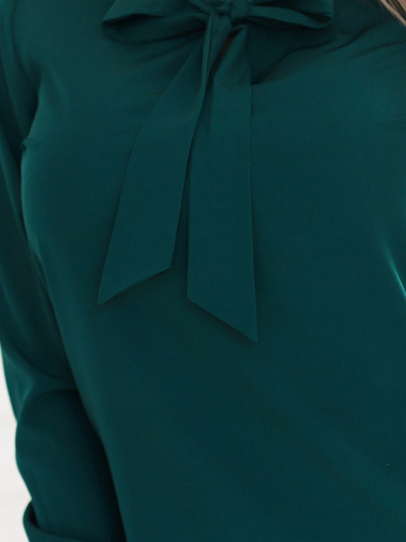 numoco Zöld színű női hosszú ujjú blúz elöl nyakkendővel Numoco