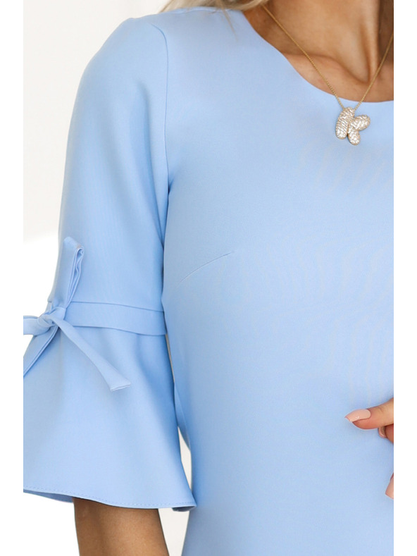 numoco Világoskék női trapézruha Numoco ujjkötéssel