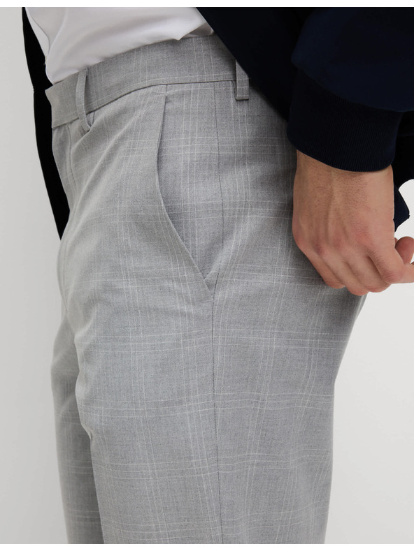 Marks & Spencer Kockás alkalmi nadrág enyhén karcsúsított szabással Marks & Spencer szürke