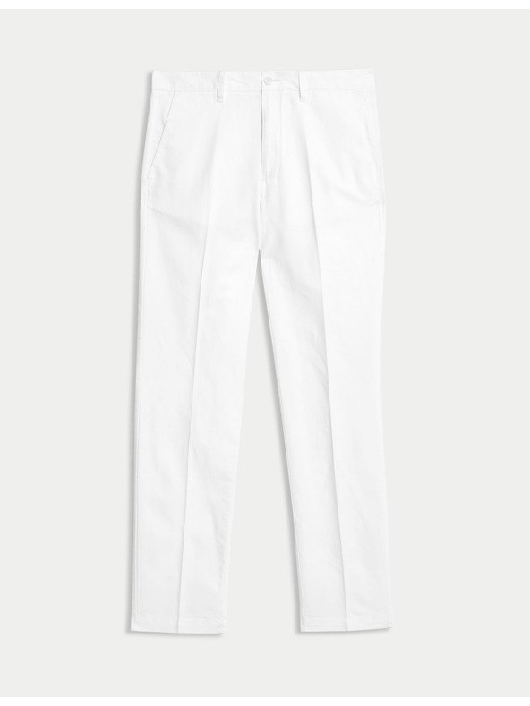 Marks & Spencer Len keverék chino nadrág, normál szabás Marks & Spencer fehér