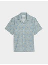 Marks & Spencer Rövid ujjú len keverék ing geometriai mintával Marks & Spencer kék