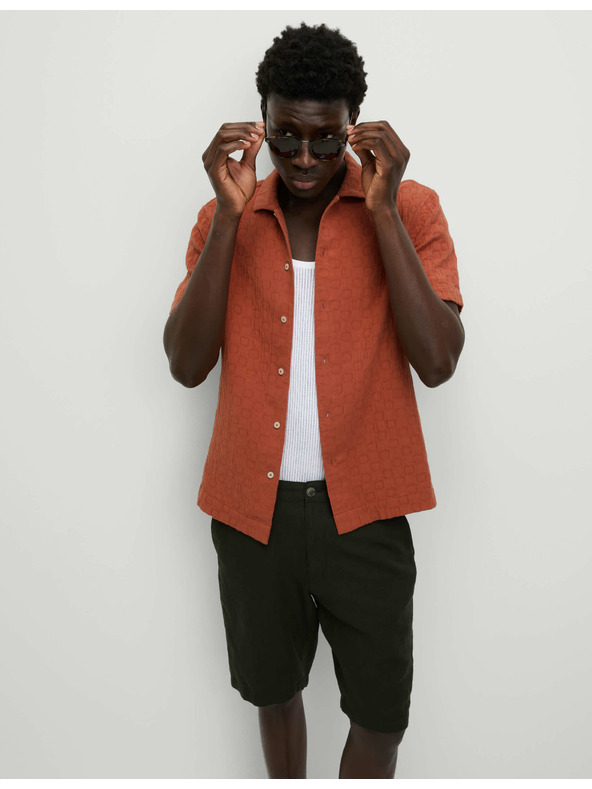 Marks & Spencer Texturált, vasalást nem igénylő ing tiszta pamutból Marks & Spencer narancssárga