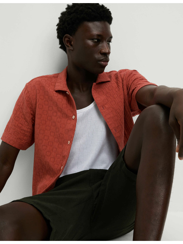 Marks & Spencer Texturált, vasalást nem igénylő ing tiszta pamutból Marks & Spencer narancssárga