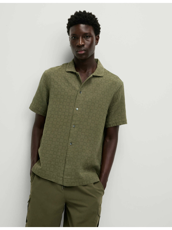 Marks & Spencer Texturált, vasalást nem igénylő ing tiszta pamutból Marks & Spencer zöld