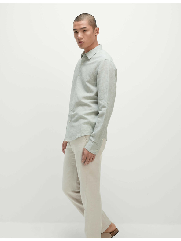 Marks & Spencer Pepita mintás ing len és pamut keverékből Marks & Spencer zöld