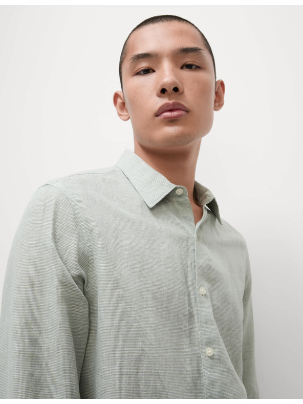 Marks & Spencer Pepita mintás ing len és pamut keverékből Marks & Spencer zöld