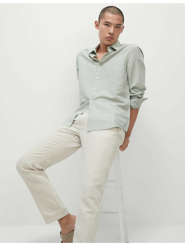 Marks & Spencer Pepita mintás ing len és pamut keverékből Marks & Spencer zöld