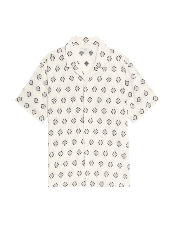 Marks & Spencer Tiszta pamut ing geometriai mintával Marks & Spencer törtfehér