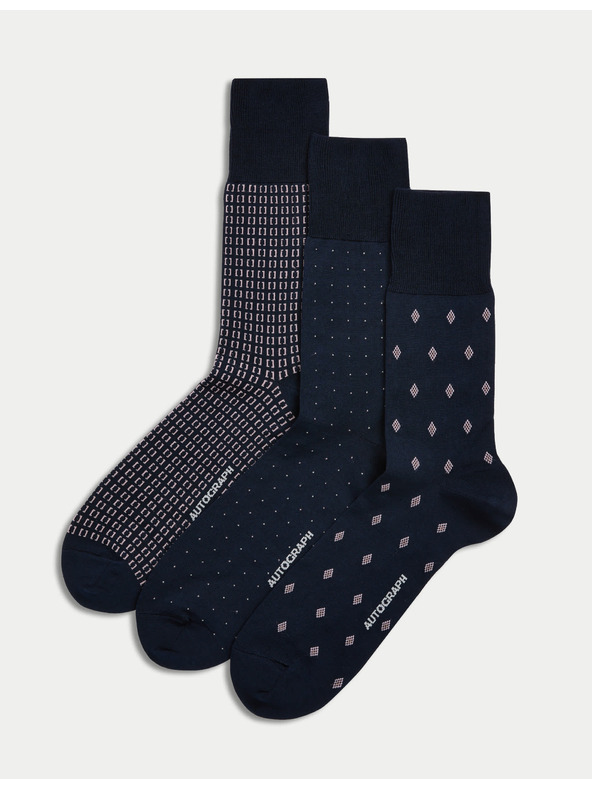 Marks & Spencer 3 páros különböző kivitelű zokni, magas mercerizált pamuttartalommal, Marks & Spencer rózsaszín