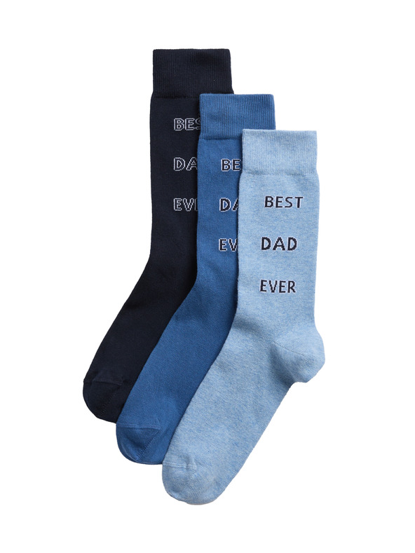 Marks & Spencer 3 páros "Best Dad Ever" feliratú zokni magas pamuttartalommal, Marks & Spencer kék