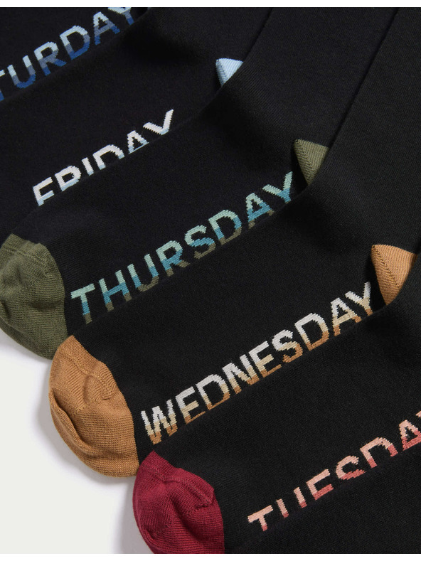 Marks & Spencer 7 pár Cool & Fresh™ magas pamutszövetből készült zokni Marks & Spencer fekete