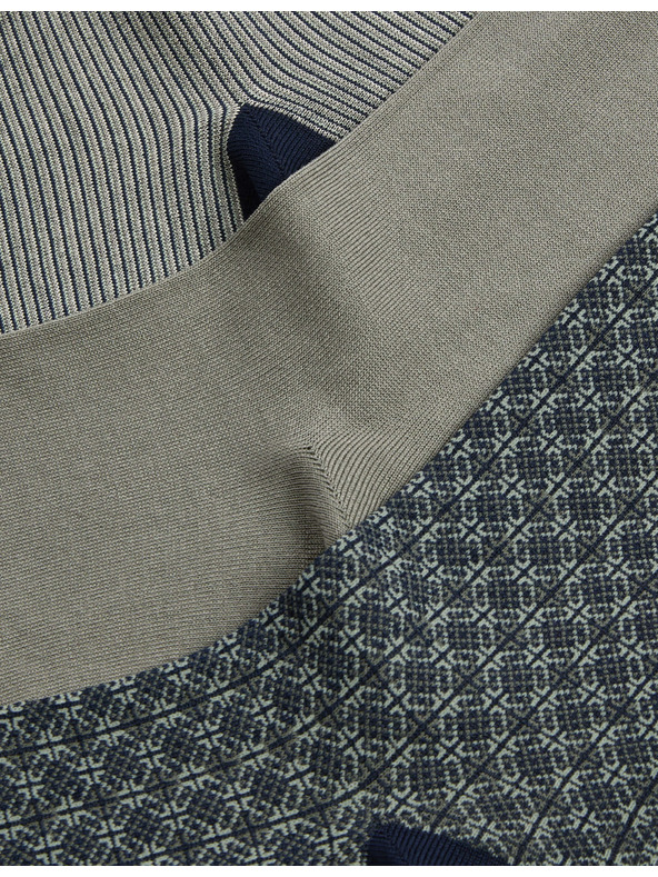 Marks & Spencer 3 páros különböző kivitelű zokni, magas mercerizált pamuttartalommal, Marks & Spencer zöld