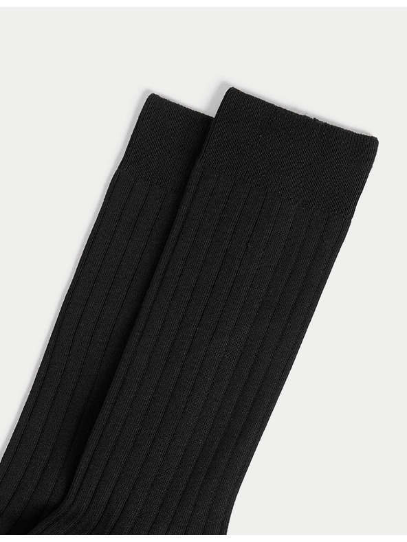 Marks & Spencer 1 pár bordázott zokni, magas egyiptomi pamuttartalommal, Marks & Spencer fekete