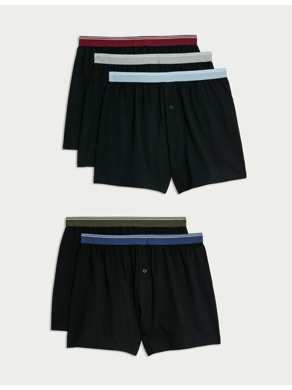 Marks & Spencer 5 darabos jersey anyagú tiszta pamut boxer alsónadrág Cool & Fresh™ technológiával, Marks & Spencer fekete