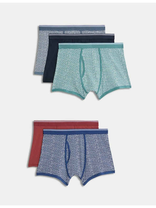 Marks & Spencer Mintás 5 darabos boxer alsónadrág magas pamuttartalommal és Cool & Fresh™ technológiával, Marks & Spencer többszínű