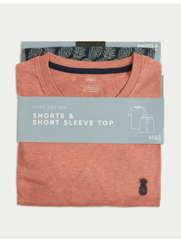 Marks & Spencer Ananász mintás 100% pamut pizsama szett Marks & Spencer tengerkék