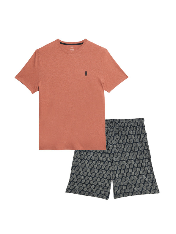 Marks & Spencer Ananász mintás 100% pamut pizsama szett Marks & Spencer tengerkék