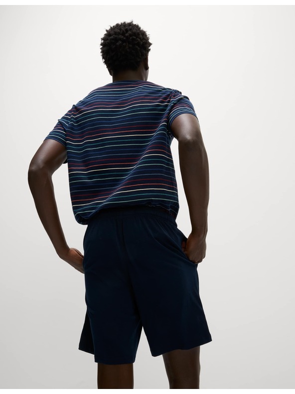 Marks & Spencer Csíkos 100% pamut pizsama szett Marks & Spencer tengerkék