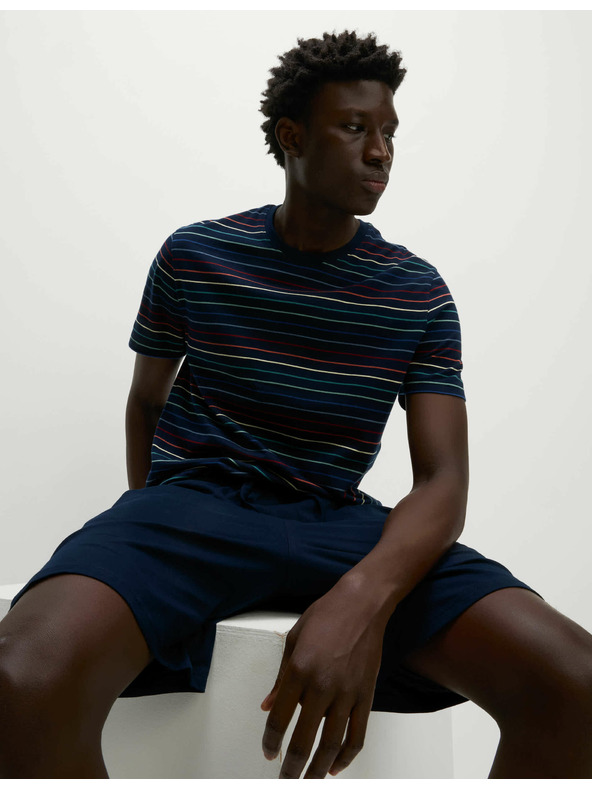 Marks & Spencer Csíkos 100% pamut pizsama szett Marks & Spencer tengerkék